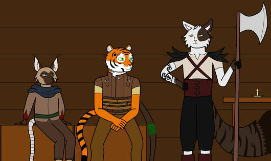 Artwork for Art Fight 2021, ft. my D&D character Storm on the Horizon, radishes' Strong Gust of Wind, and shrimplovercat's Kite in the Wind.