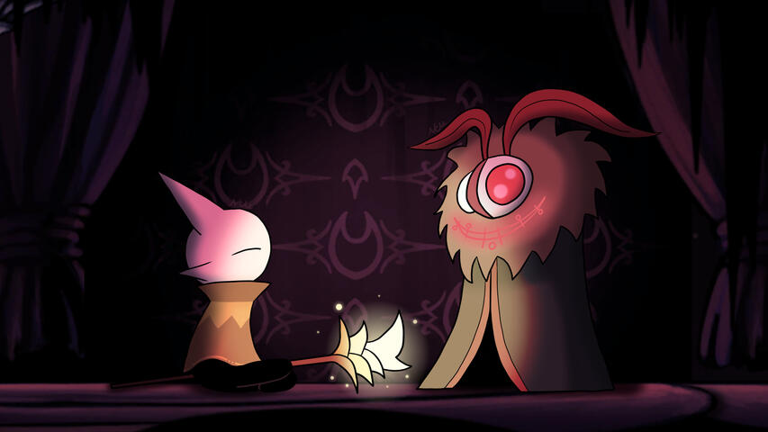 Artwork for Art Fight 2025, ft. Miikrowelle's [Solar](https://artfight.net/character/1470379.solar-hk) and ValiThe's [Nightmare Moth](https://artfight.net/character/5431039.nightmare-moth).