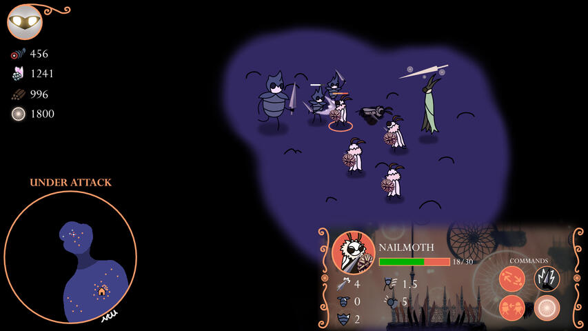 Mockup of an RTS game set in Hollow Knight.